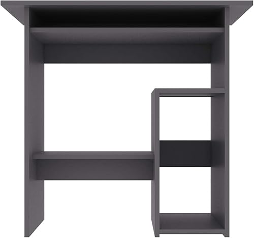 Miniatura 6 de Escritorios para computadora, escritorio de oficina de estilo rústico, escritorio para estudio, dormitorio, sala de estar, oficina, gris, 31.5 x