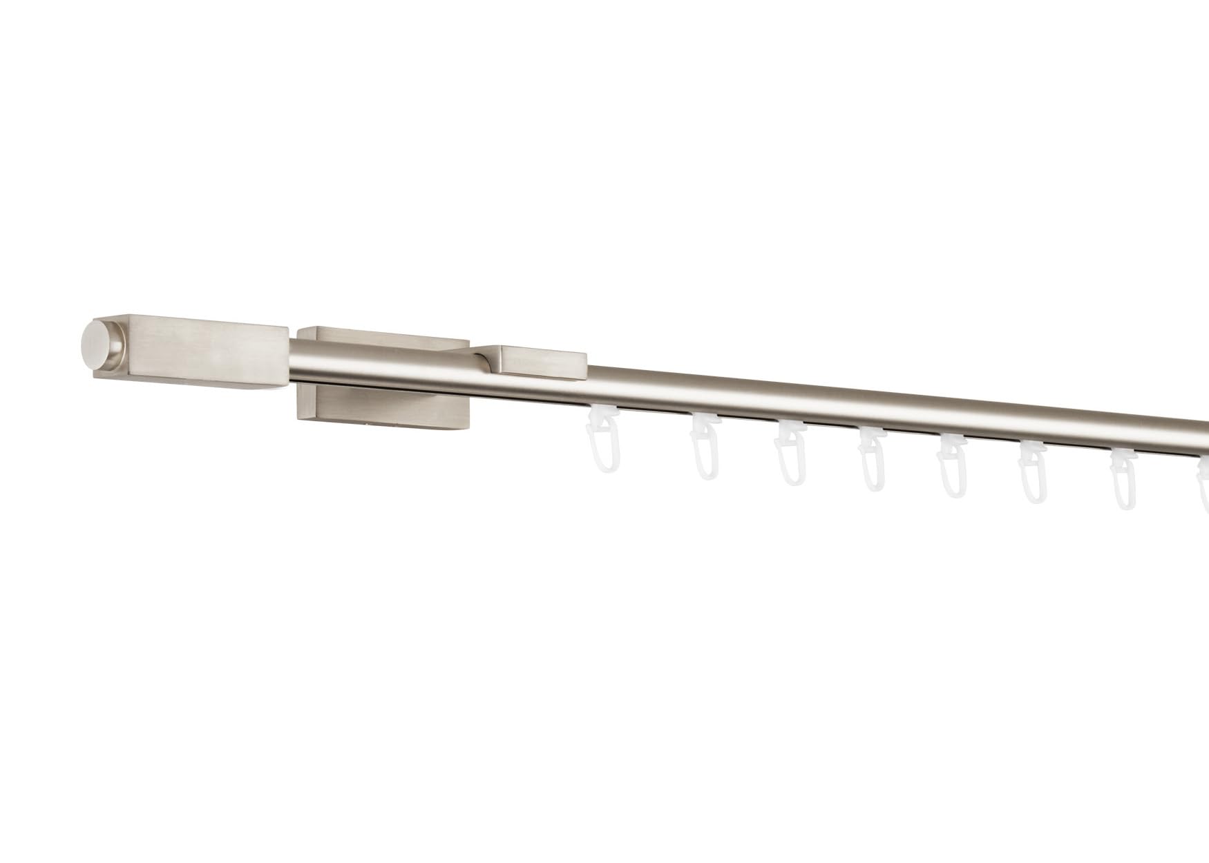 16 mm - Tringle à rideaux 1 voie - Supports muraux next 13 - Embout central - Aspect acier inoxydable élégant - 330 cm