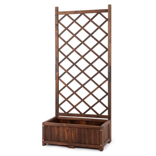 Outvita Wood Planter with Trellis, 29" x 17" x 67"
