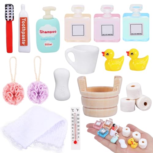 YUYWWAN - Articles de Toilette Miniatures pour Maison de Poupée, Ensemble Salle de Bain Miniature, Miniatures Articles de Toilette, Accessoires de Maison de Poupée, pour Mini Maisons Poupee DIY (Couleur-A)