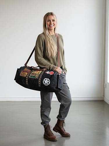 Image of The House of Tara Canvas Travel Duffle Bag 25 litres | Sports Duffel | for Men and Women | Adjustable Broad Strap | Gym Bag | Airline Carry On Luggage | Quick Access Pockets