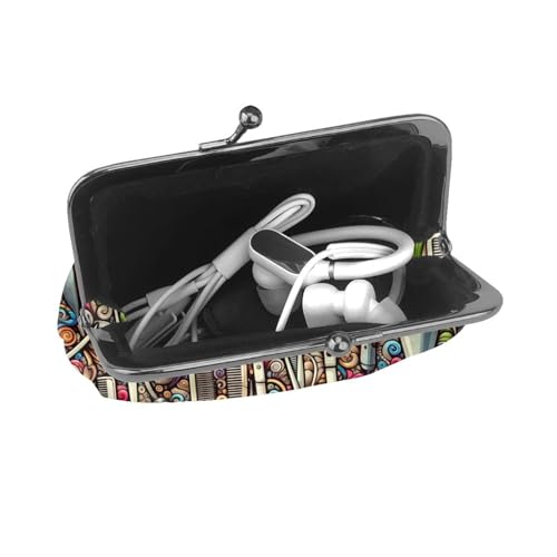 Pu Leather Buckle Coin Purse Abstract-Hairdressing-Tools Girls Kiss-Lock Change Purse Wallets4