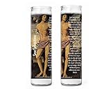 Saint Sebastian San Sebastian Patron of Athletes and Soldiers Set of Two Glass Candles with Prayer