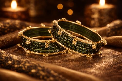 Image of Shining Diva Fashion 16 Pcs Trendy Stylish Glass & Kashmiri Ghungroo Bangles Set for Women & Girls | Traditional Festive Wedding Party Jewellery