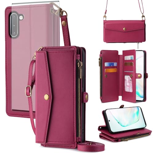 Étui Samsung Note 10 5G Cuir PU Antichoc avec Porte Carte et Verre Trempé Écran