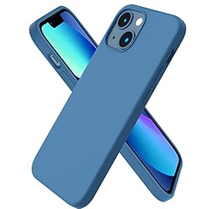 ORNARTO Compatibel met iPhone 13 Mini-hoesje, slank vloeibaar siliconen 3 lagen volledig bedekt zacht gelrubber met microvezel hoesje 5,4 inch-blauw