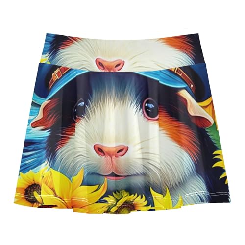 Blue Pink Girls Skorts Athletic Shorts Skirts with Shorts Pleated Cute Guinea Pig Blue Cap 4t