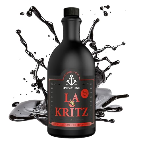 SPITZMUND LA KRITZ Xtra Chili 500 ml | Feurig-scharfer Lakritzlikör | Intensive Chili-Schärfe trifft auf kraftvolle Süßholznote | Für Mutige & Lakritzliebhaber | Ideal pur & auf Eis | 20% vol.