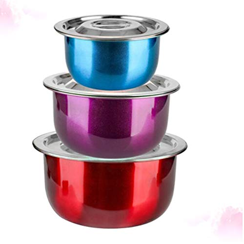 Cabilock 3 peças de tigela de aço inoxidável para misturar, tigelas para servir, recipiente de alime