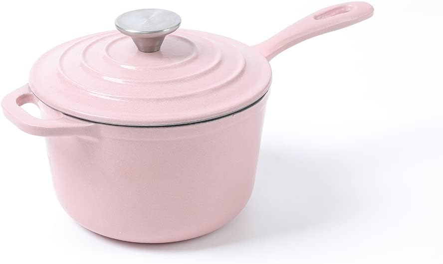 HAWOKEnameled Cast Iron Sauce pan 1-Quare Pink