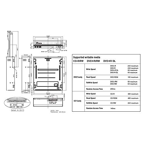 Plextor PX-891SAF 24X SATA DVD/RW Dual Layer Burner Drive Writer - Black (Bulk) - Image 6