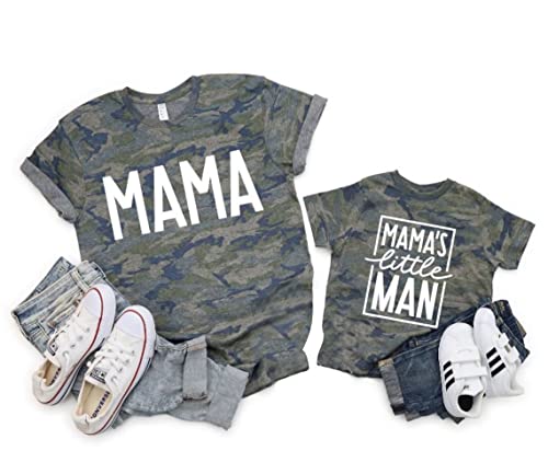 Mom and Son Matching Outfits Mama and Mama's Litter Man Print Shirts Cute Mom and Son Mothers Gifts