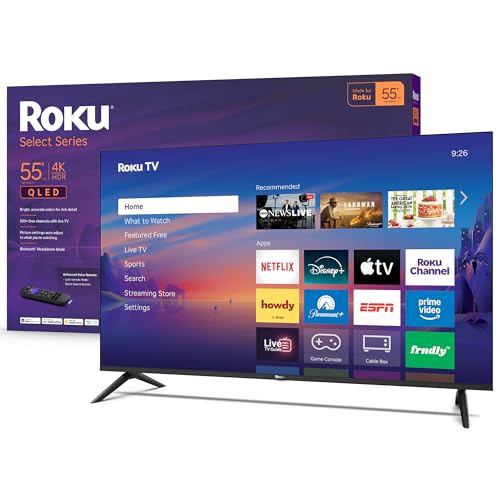 Roku Smart TV 2026 – 55-Inch Select Series, 4K QLED TV – Roku TV with Voice Remote – Flat...