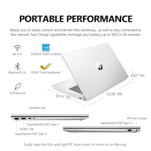 Image of HP 17.3 inch Touchscreen Laptop Computer, AMD Ryzen 5 6-Core, 16GB RAM 1TB SSD, Windows 11 Pro Business Laptop with 17 Inch HD+ Display, 10-Key Numeric Keyboard, Lightweight Professional Notebook PC