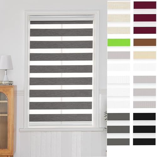 Roller Blinds 60x340 cm - Thermal Blackout Window Shades with Metal Brackets & Fittings for Nursery, Bedroom & Travel - Dark Grey Furnished Design