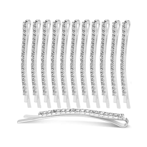 Changyeah 12 Piezas Horquillas Pelo, Crystal Horquillas Para el Pelo, Pinzas Pelo de Diamantes de Imitación,Clips de Pelo, Horquillas Pelo Mujer.(Plata)