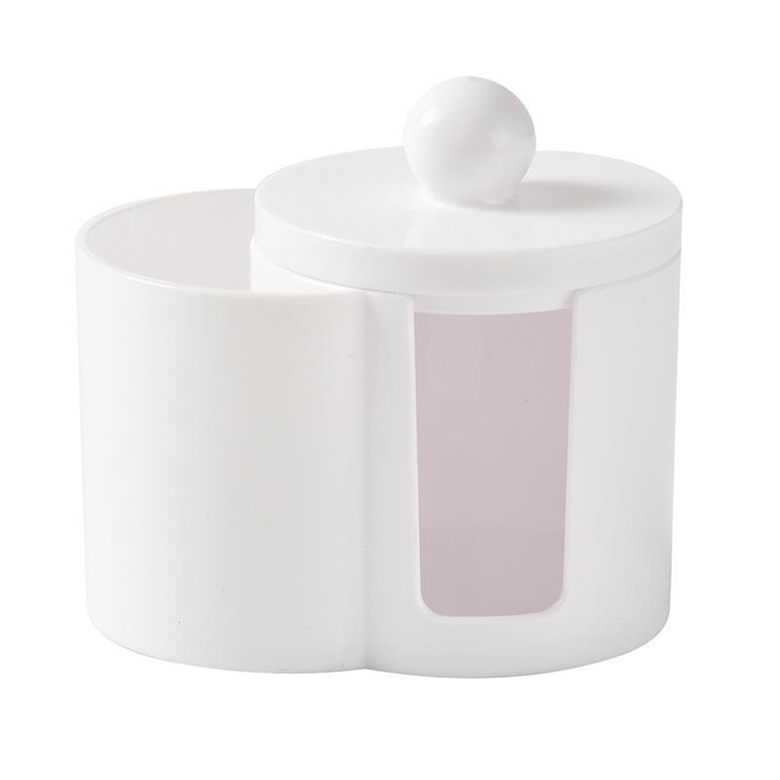 Ljhnba White Ball Compartment Cosmetic Organizers For Cotton Buds And Round Pads Clear Designs Makeup Cotton Storage Box