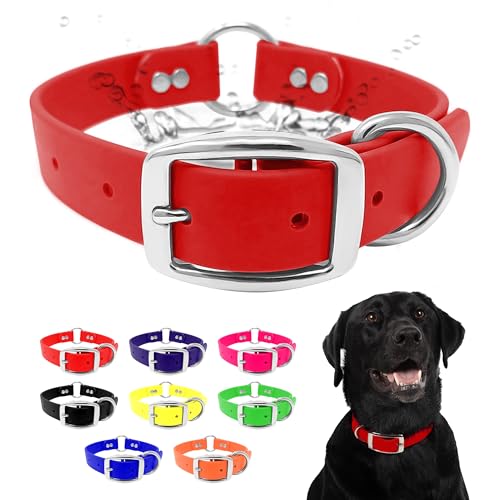 Regal Dog Products Waterproof Dog Collar, Nickel Double Buckle, Medium Red