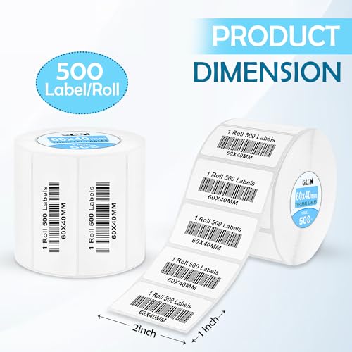 Image of GLUN 60x40mm Size 500 Sticker Smudge-Free Barcode & Price Tag Stickers for Thermal Printers, Paper Sticker for Warehouse, Shops Use