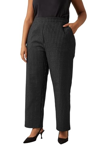 EVANS Curve Pinstripe Wide Leg Trousers - Women's - Plus Size Curve Black