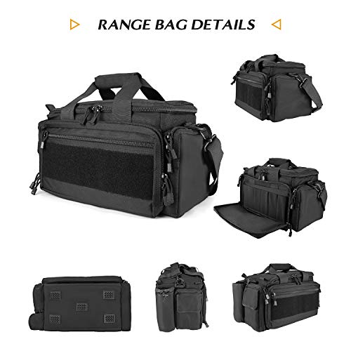 ProCase Taktisch Waffentasche, Deluxe Gepolstert Pistol Shooting Range Reisetasche Große Pistole Magazin Munition Waffen Zubehör Beutel fürJagd Schießstand Sport -Schwarz