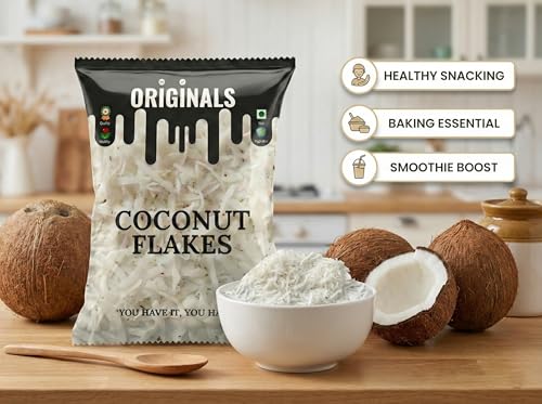Image of ORIGINALS Premium Coconut Flakes (नारियल लच्छा) 3 kg Freshly Shredded Sun-Dried Fresh Aromatic & Nutrient-Rich Ideal for Baking Sweets & Garnishing