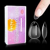 Hrcprd Extra Short Almond Gel x Nails, XXS Almond Soft Gel Full Cover Nail Tips for Soak Off Extensi