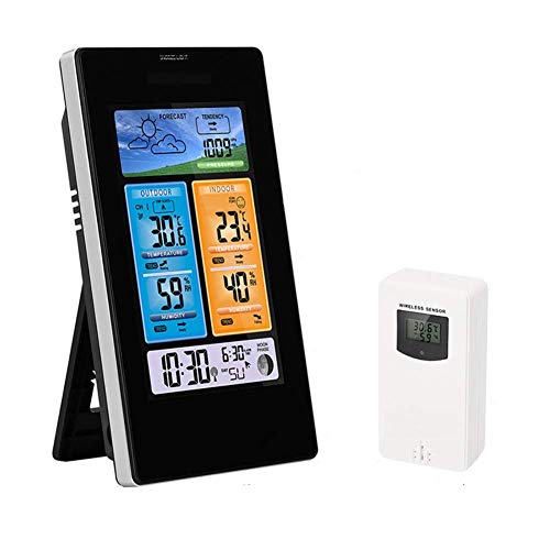 Thermometer Hygrometer Uhr Wetterstation Indoor Outdoor Temperatursensor Feuchtigkeitsmesser LCD Digital