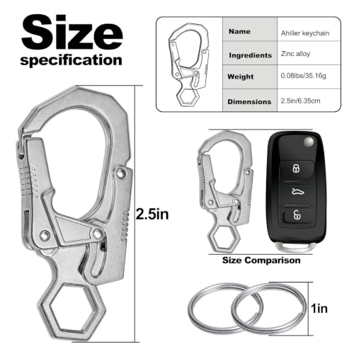 Image of Ahiller Double Locking Carabiner Clip - Zinc Alloy Mens Keychain for Keys