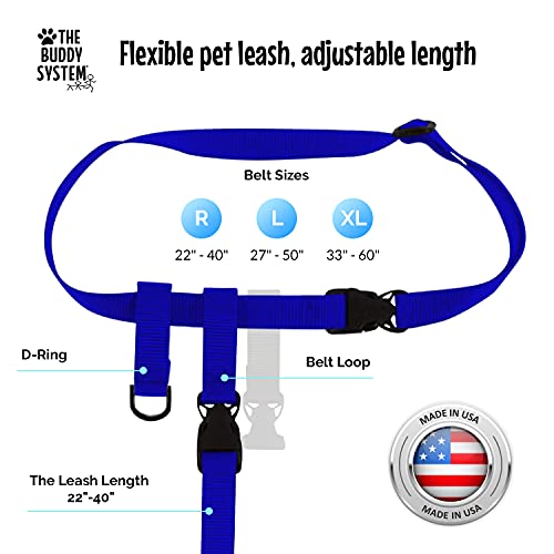 The Buddy System Adjustable Hands Free Dog Leash, Hand-Free Leash For Running, Jogging, Walking, Hiking And Training Service Dogs, Versatile All Dog Sizes - Made In Usa - Regular, Blue #TOP2