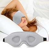 Schlafmaske für Herren Frauen, 3D Weiche Augenmaske Seitenschläfer Lichtblockierend 2024 Schlafbrille mit Verstellbarem Gummiband mit Memory Foam für Nickerchen Reisen(Grau)