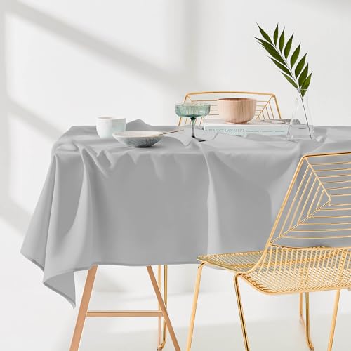 Nappe de table 140x300 cm rectangulaire gris clair antitache - 3