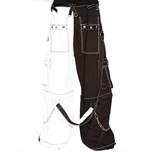 Goth Bondage Black/White Split Leg Skater Men's Pant Alternative Punk Rock Emo Trouser Pant Shorts2
