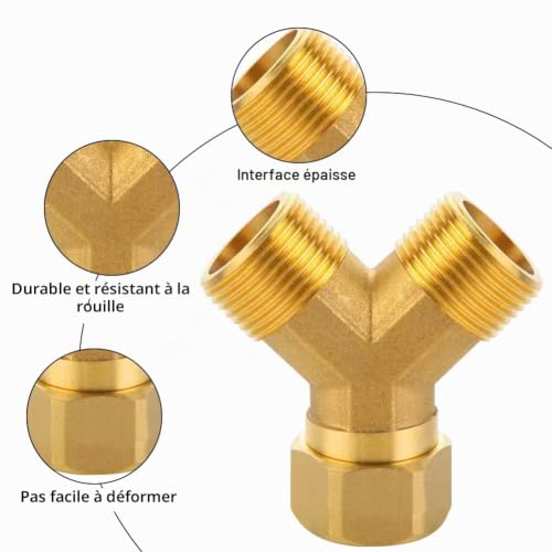 Répartiteur en Y en laiton 3/4", 2 voies Y 3/4" AG x IG – vue 5