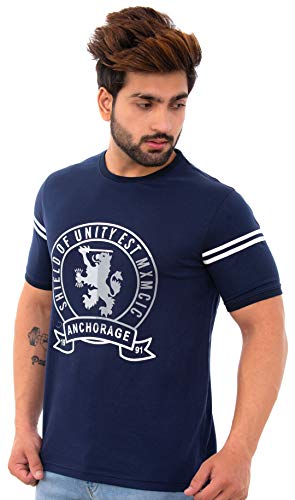 Image of Men's Printed Cotton Short Sleeves Round Neck T-Shirt