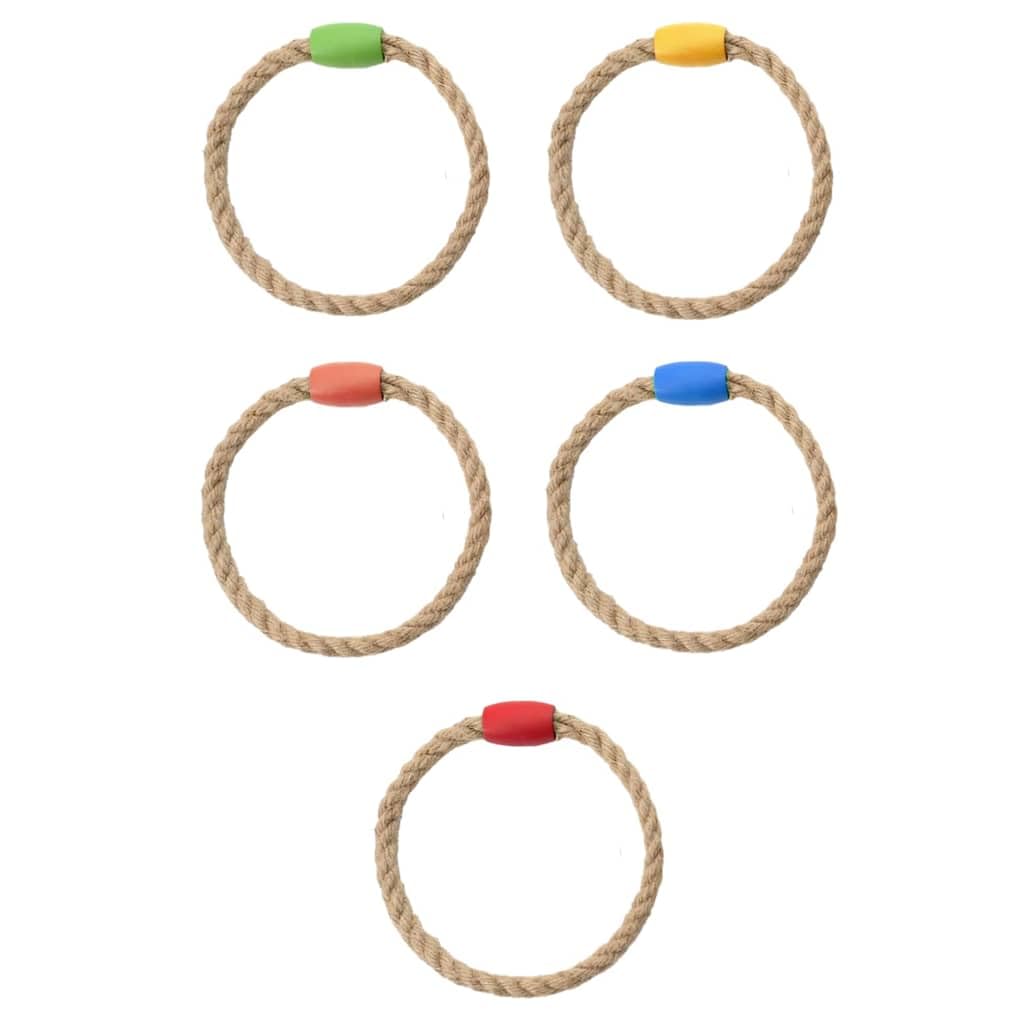 Ringwurfspielset aus massivem Kiefernholz, 41 x 41 x 16 cm, Mehrfarbig, Wurfspiel für drinnen und draußen, fördert Geschicklichkeit, ideal für Garten, Party, Camping, Familienspiel