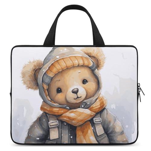 Pochette PC 10 pouces antichoc avec motif ours mignon rembourré