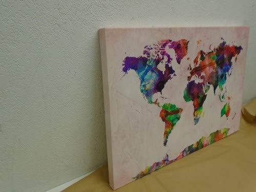 Urban Watercolor World Map By Michael Tompsett, 22X32-Inch Canvas Wall Art #TOP3