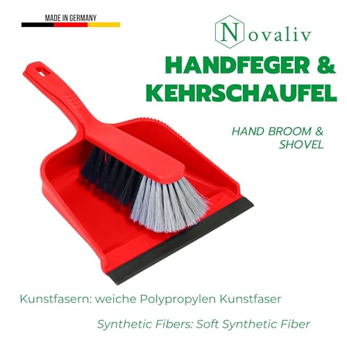 Novaliv 4er Kehrblech Set Kehrblechgarnitur ROT Kunststoff Kehrblechbesen zum Aufkehren Handfeger Kunstborsten PPN Kehrblechset Kehrschaufel 20 cm - geeignet für Camping Feger und Kehrblech – Bild 7