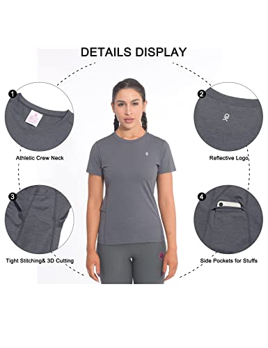 Little Donkey Andy Women's Short Sleeve Quick Dry T-Shirt Sun Protection Workout Stretch Basic Tops Tee (Steel Gray Xs) #TOP4