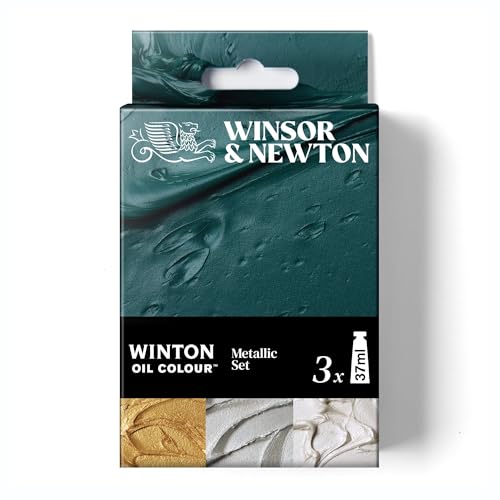 Winsor & Newton Winton - Set de tubos de pinturas al óleo, Colores Metálicos, 3x37ml