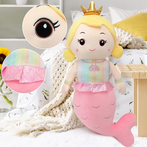 Image of Mermaid Stuffed Animal Plush Pillow Toy 39.in Mermaid Doll Stuffy Plushie Life Size Giant Mermaid Body Pillows Doll for Girls Kids