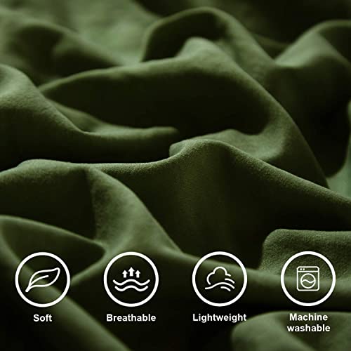 Etdiffe Comforter Set Queen Size Pom, 3 Piece Boho Bed Set, All Season Farmhouse Microfiber Down Alternative Bedding Comforter With 2 Pillow Shams, Solid Olive Green Pompom #TOP5