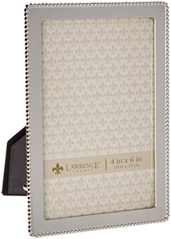 Lawrence Frames Metal Picture Frame with Delicate Outer Border of Beads, 4 by 6-Inch, Silver