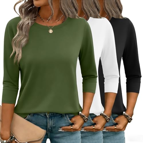 Zeagoo Workout Tops 3/4 Sleeve Shirts for Women Spring Trendy