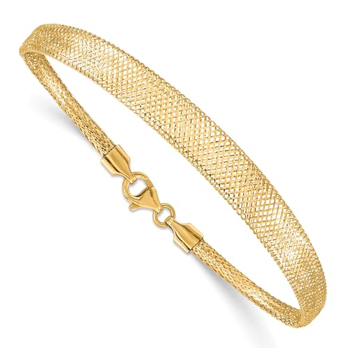 IceCarats 14K Solid Yellow Gold Stretch Mesh Graduated Wrap Bracelet