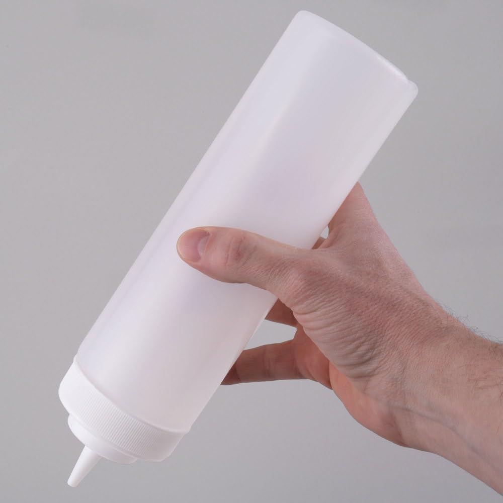 Soro Essentials- 24 oz. Wide Mouth Squeeze Bottles Clear Color Plastic Set of 12- Multipurpose Squirt Bottles for Ketchup Condiments BBQ Sauce Dressing Barbecue Grilling Crafts Syrup Home Kitchen