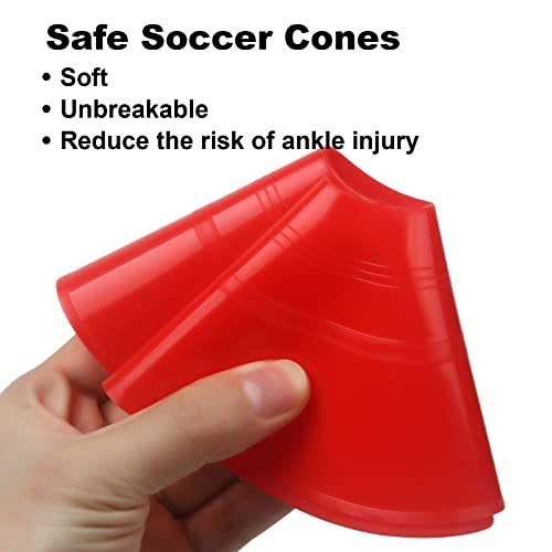 60Pcs Soccer Cones With Strap Carry Bag Agility Disc Cones Soccer Training Cones, Field Marker Sport Training Cones For Challenge Football Basketball Skating Kids Games Outdoor Indoor (Red+Blue) #TOP1