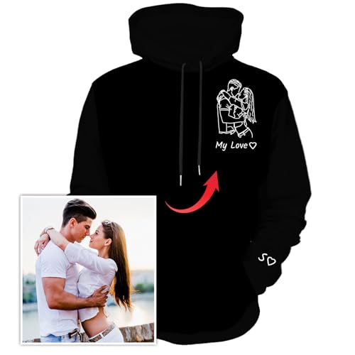 YanNanKe Sudaderas con Capucha Personalizadas Diseña tu Propio Retrato Personalizado a Partir de una Foto Sudaderas con Capucha Personalizadas para Regalar en Pareja