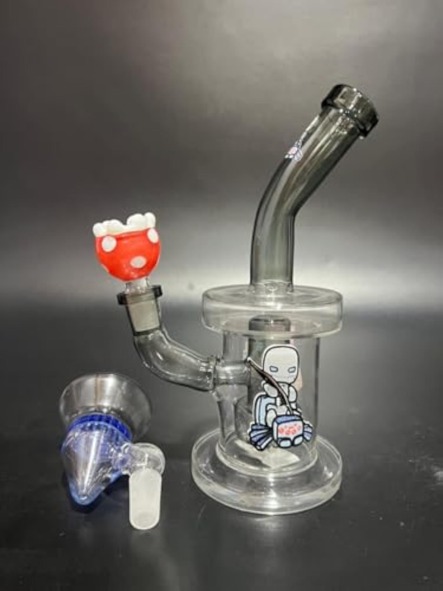 Cartoon Robot Glass Hookah with Angled Neck